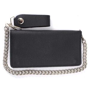 1143 Leather Bi-Fold Biker Wallets w/Anti-Theft Stainless Steel Chain - 7